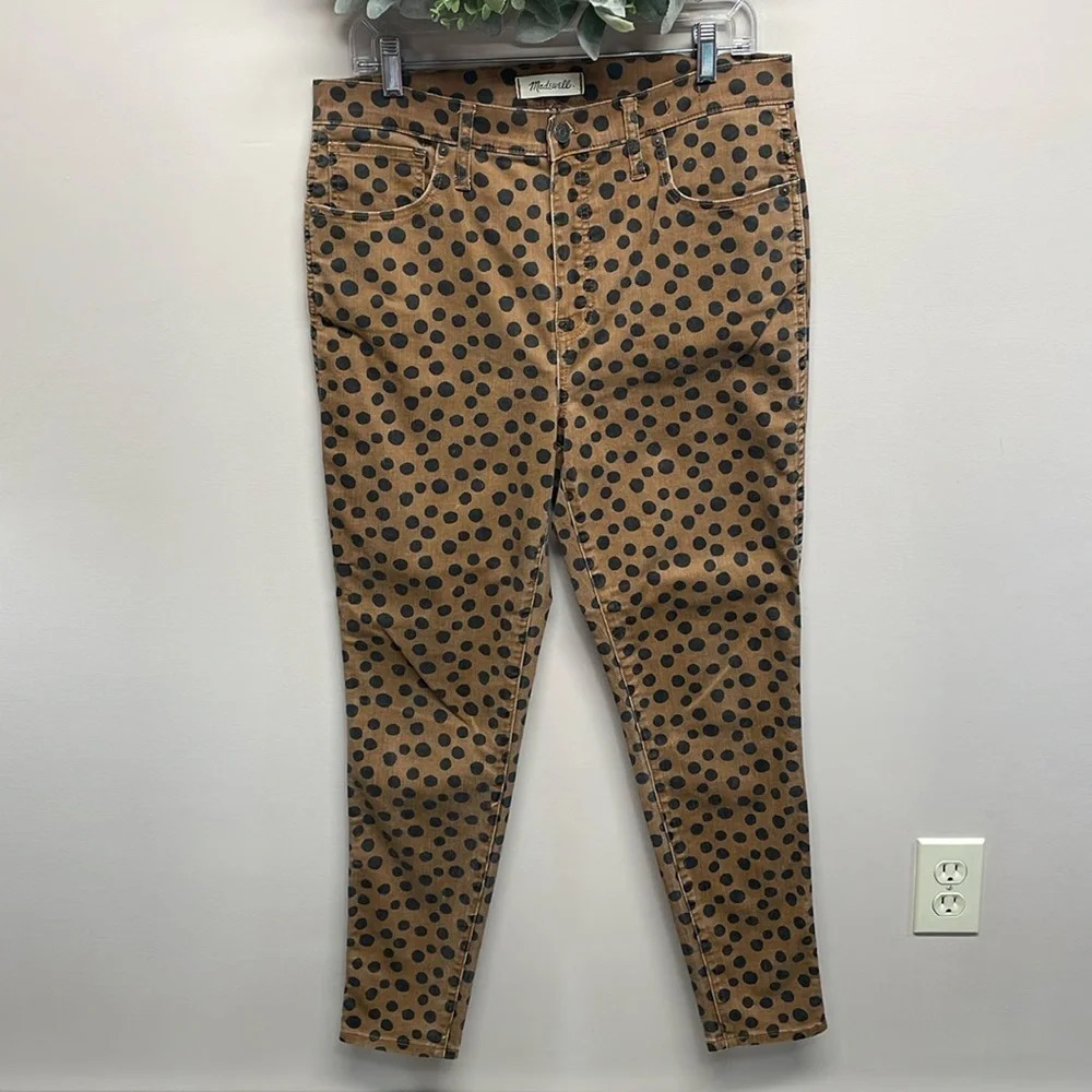 Madewell 10” High Rise Skinny Denim Jeans Dot Print 32